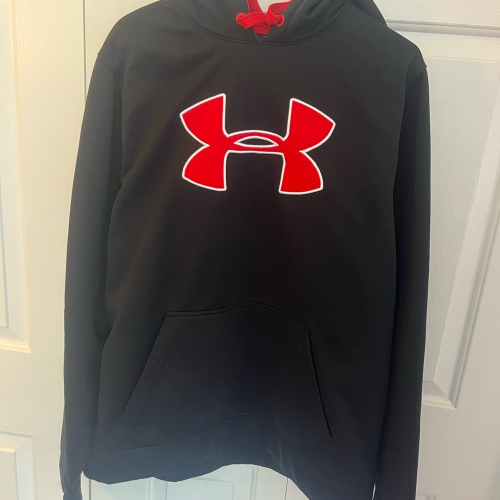 Under Armour Men's Black Hoodie with Red Logo